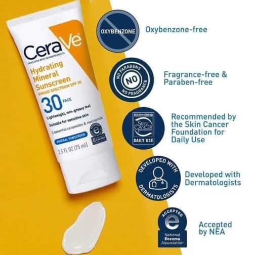 CeraVe Hydrating Mineral Sunscreen SPF-50 - Image 2